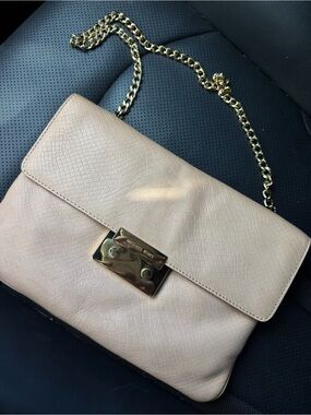 Michael Kors Nude Blush Leather Chain-Shoulder Crossbody